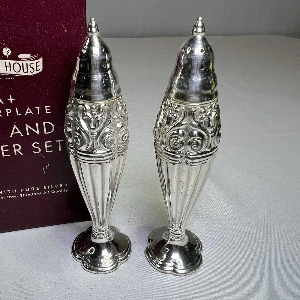 Vintage Harmony House Danish Queen by Masco Silver Plate Salt and Pepper Shakers